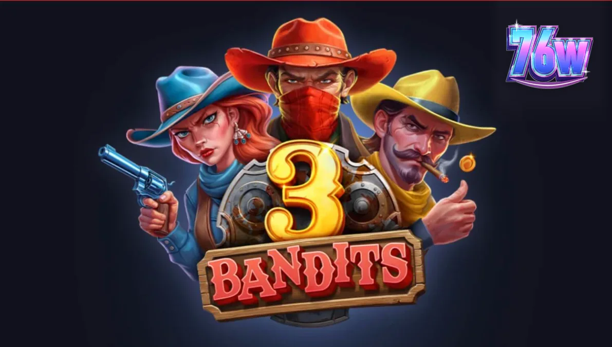 Interface do slot 3 Bandits com símbolos de bandidos e moedas de ouro