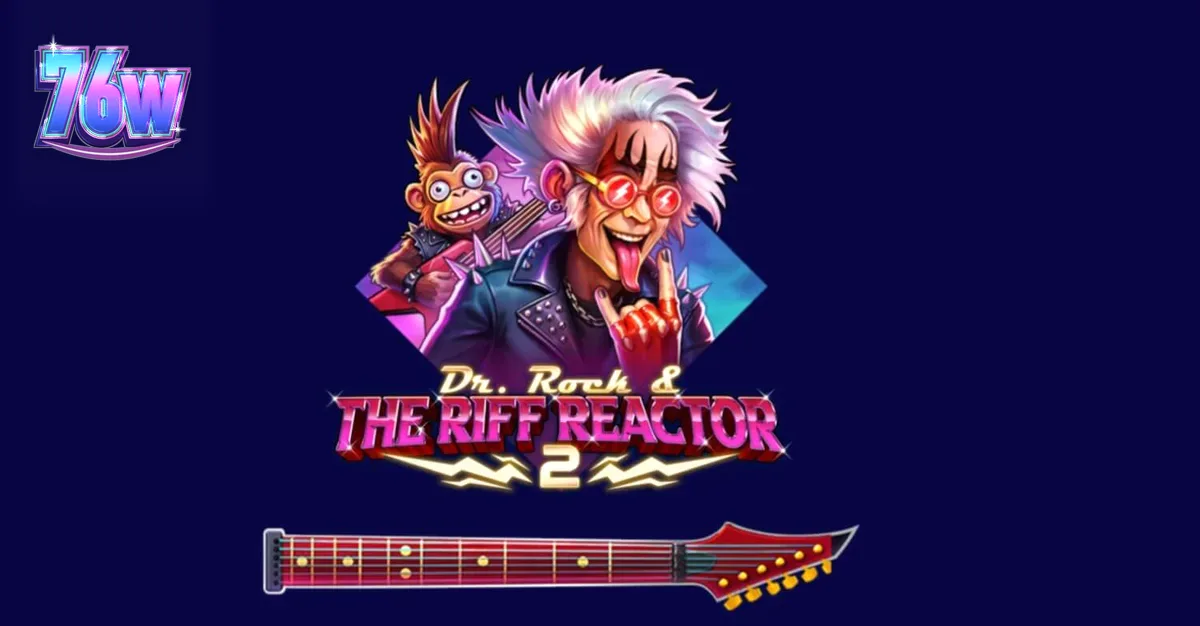 Dr. Rock & the Riff Reactor 2 slot game interface featuring neon aesthetics and rock music theme